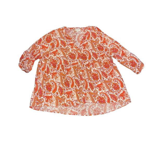Cynthia Rowley Linen Blend Top Blouse Paisley Floral Design Plus Size 3X - Picture 1 of 4
